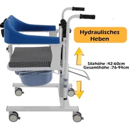 Patient Referral Chair, Shower Wheelchair with Height Adjustment, Toilet Chair with Wheels, 100 Kg, Night Chair