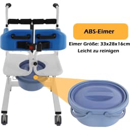 Patient Referral Chair, Shower Wheelchair with Height Adjustment, Toilet Chair with Wheels, 100 Kg, Night Chair