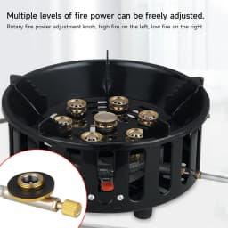 21000W 7-Core Camping Stove High-Power Strong Fire Tourist Gas Burner Stainless Steel Gas Stove Camping Equipment Windproof
