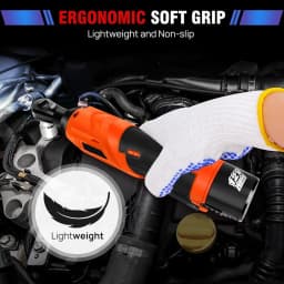Electric Cordless Right Ratchet 3/8'' 90°Angle Wrench 200N.m Torque Impact with LED Work Light+7pcs Sockets Tool Kit,2xBattery