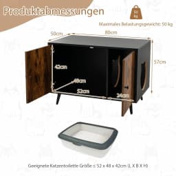 Cat cabinet litter box, cat house with double doors & entrance, cat cave litter box cabinet, cat furniture side table