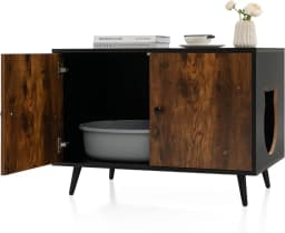 Cat cabinet litter box, cat house with double doors & entrance, cat cave litter box cabinet, cat furniture side table