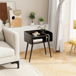 Bedside Table with Open Compartment, Sofa Table with Metal Support Legs, Bedside Table for Bedroom, Living Room
