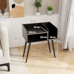 Bedside Table with Open Compartment, Sofa Table with Metal Support Legs, Bedside Table for Bedroom, Living Room