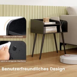 Bedside Table with Open Compartment, Sofa Table with Metal Support Legs, Bedside Table for Bedroom, Living Room