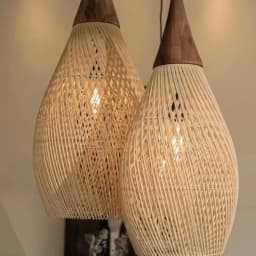 Vintage Handmade Rattan Pendant Light Japanese Style Chandelier for Kitchen Island/Loft/Dining Room No Bulb Included