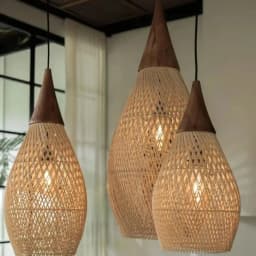 Vintage Handmade Rattan Pendant Light Japanese Style Chandelier for Kitchen Island/Loft/Dining Room No Bulb Included