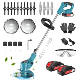 X-COTEC cordless strimmer, 21 V, 2 x 1.5A batteries, retractable handle, 0.9 kg, for mowing lawns, gardens and removing weeds