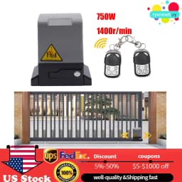 750W 1600KG Automatic Electric Slide Gate Opener Operator Sliding Door Motor with Remote Control & 6m Gear Rack Rail KIT