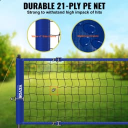 SucceBuy Outdoor Volleyball Net System Adjustable Height Steel Poles with PVC Volleyball Pump Carrying Bag for Beach Lawn