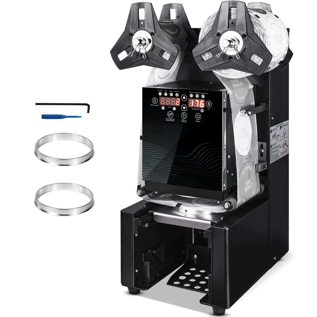SucceBuy Fully Automatic Cup Sealing Machine 500-650 Cups/H Cup Sealer Machine fit 190mm Tall & 90/95mm Cup for Milk Boba Tea