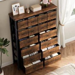 Dresser for Bedroom with 16 Drawer, Dressers & Chests of Drawers, Tall Dresser for Bedroom, Dresser Organizer with Fabric Bins