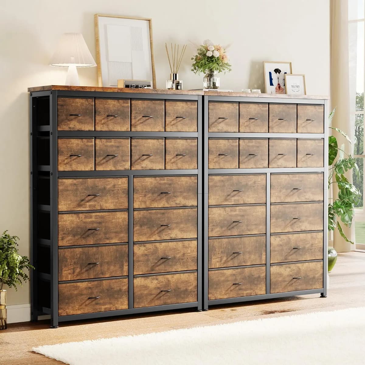 Dresser for Bedroom with 16 Drawer, Dressers & Chests of Drawers, Tall Dresser for Bedroom, Dresser Organizer with Fabric Bins