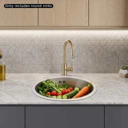 41cm Round Kitchen Sink 304 Stainless Steel, 19cm Deep Undermount Single Bowl Sink with Drain Pipe for RV Bar Cafe Home