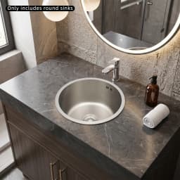 41cm Round Kitchen Sink 304 Stainless Steel, 19cm Deep Undermount Single Bowl Sink with Drain Pipe for RV Bar Cafe Home