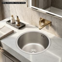41cm Round Kitchen Sink 304 Stainless Steel, 19cm Deep Undermount Single Bowl Sink with Drain Pipe for RV Bar Cafe Home