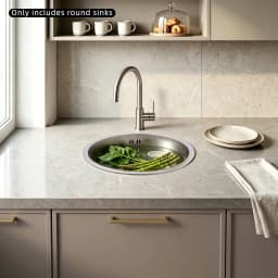 41cm Round Kitchen Sink 304 Stainless Steel, 19cm Deep Undermount Single Bowl Sink with Drain Pipe for RV Bar Cafe Home