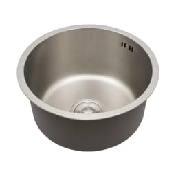 41cm Round Kitchen Sink 304 Stainless Steel, 19cm Deep Undermount Single Bowl Sink with Drain Pipe for RV Bar Cafe Home