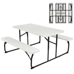 Folding picnic table with benches, 136 cm outdoor camping table set beer tent set beer table set for terrace