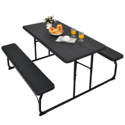 Folding picnic table with benches, 136 cm outdoor camping table set beer tent set beer table set for terrace