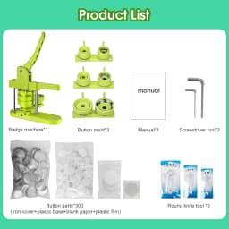 DIY Pin Button Maker Machine 25mm/32mm/58mm Badge Punch Press with 300pcs Button Parts Left and Right Translation Switching Design