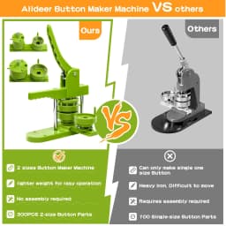 DIY Pin Button Maker Machine 25mm/32mm/58mm Badge Punch Press with 300pcs Button Parts Left and Right Translation Switching Design