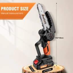 6 inch Cordless,21V Battery Powered Chain Saw for Branch Pruning with 2 Chains,for Wood Cutting Tree Trimming,Orange