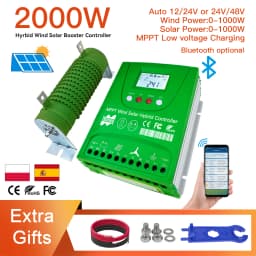 2000W Hybrid Wind Solar Charge Controller Auto12 24 48V MPPT Battery Equalizer For Lifepo4 Lithium Other Battery, with Bluetooth