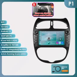 Wireless Carplay Android13 Car Radio For PEUGEOT 206 206CC 206SW 2000-2008 Car Multimedia Player GPS 2Din Autoradio 4G-LET 7862
