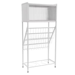 4 Tier Bookcase Multi-Purpose Organiser with Flip-Top Door Storage Shelf with Adjustable Feet and Universal Wheels 55*28*120 cm