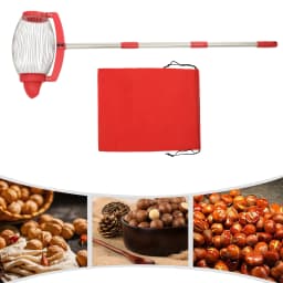 No Bending Nut Gatherer - Adjustable Handle Nut Collector 30kg Capacity Side Dumping Port for Walnuts/Golf Balls (W/Storage Bag)