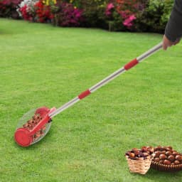 No Bending Nut Gatherer - Adjustable Handle Nut Collector 30kg Capacity Side Dumping Port for Walnuts/Golf Balls (W/Storage Bag)