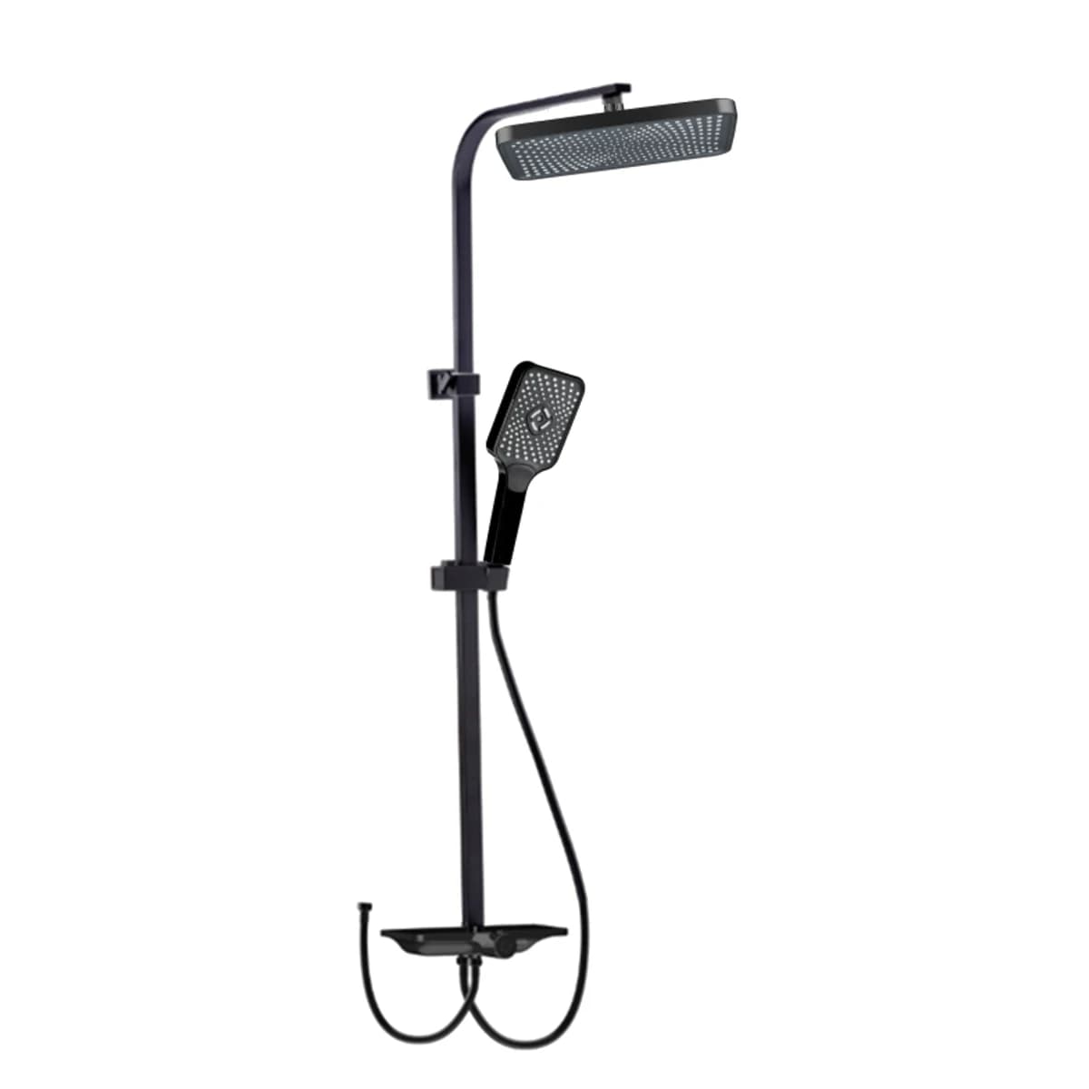 EU Standard Bathroom B21405 Square Overhead Shower + Square Handheld Set Stainless Steel 201 Pipe Fittings,3 Section
