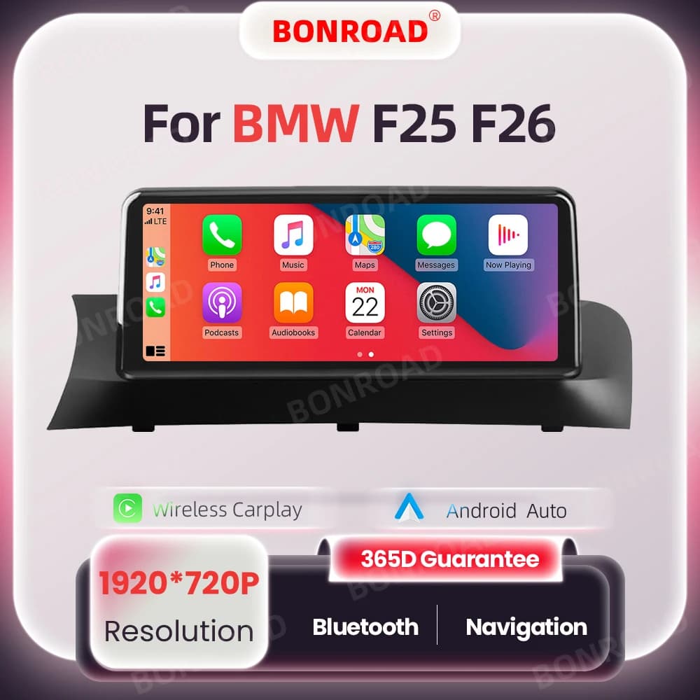 BONROAD Wireless Carplay Android Auto For BMW X3 F25 X4 F26 Multimedia Player Car Radio Bluetooth GPS Navigation Touch Screen