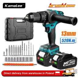 Kamolee 13MM Brushless Electric Impact Drill Set, including Accessories, Cordless Screwdriver, Lithium Battery Hand Drill