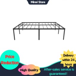 Metal Bed Frame Queen Size 135x189cm High Bed Frame Iron Bed Frame No Box Spring Needed for Bedroom