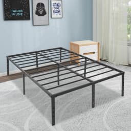 Metal Bed Frame Queen Size 135x189cm High Bed Frame Iron Bed Frame No Box Spring Needed for Bedroom