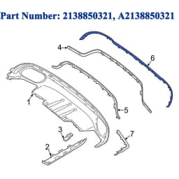 For Mercedes Benz E Class W213 E43 E63 E200 E300 E350 E450 2016-2020 Rear Bumper Cover Molding Trim Chrome 2138850321