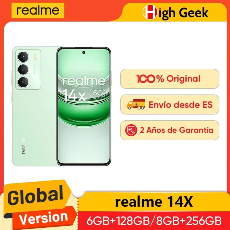 Global Version realme 14X 5G Smartphone Dimensity 6300 5G Chipset 50MP AI Camera 120Hz Eye Comfort Display 5000mAh Battery IP64