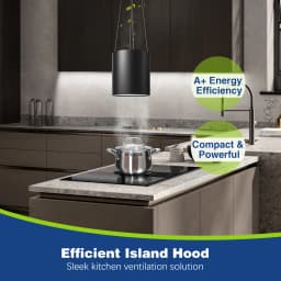 SNDOAS Recirculation 35 cm with 700 m³/h Suction 3 Power Level with Carbon Filter LED Bulb Island Hood Extractor Hood