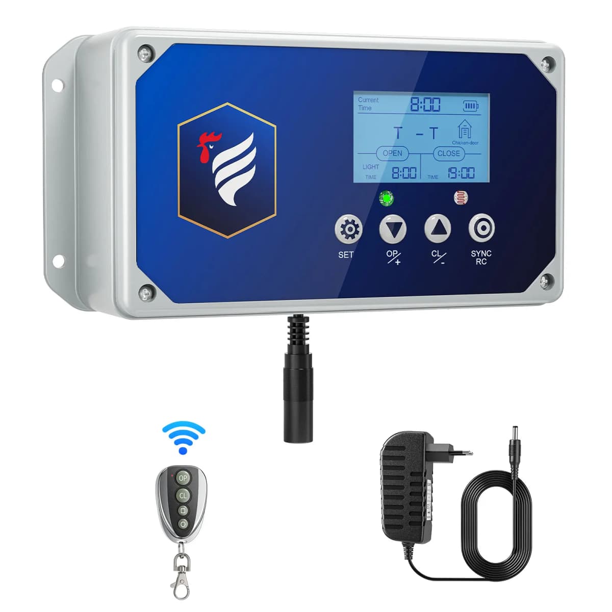 Auto Chicken Control Box,LED Display Chicken Door Control Box with Remote Control and Timer,4kg Traction(without door)