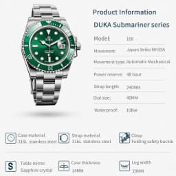DUKA 2025 New Diving Men's Watches Luxury Men Mechanical Wristwatch NH35 Automatic Watch For Men Sapphire Luminous Ceramic Bezel