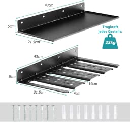 Tool Rack Wall Shelf, Tool Organiser Metal, Tool Wall with 4 Slots & 36 Drill Holes, Power Tools Workshop Organiser System