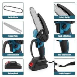 Mini Chainsaw 6-Inch Powerful Cordless Rechargeable Handheld Small Electric Saw Powered by 21V Batteries Suitable for Makita 18V
