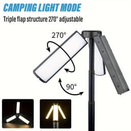 Telescopic Camping Flashlight Light Rechargeable 3000mAh Portable Outdoor Hiking Lantern with 270° Angle Adjustable Hook Design