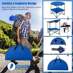 Folding Camping Table, 2-Tier Fishing Table with Drink Holders and Carry Bag, Picnic Table, for Camping, Picnic