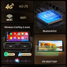 Junsun 12.3” 4G Wireless CarPlay Andorid Auto Car Radio Multimedia For BMW 1 2 3 4 Series F20 F21 F22 F30 F31 F32 F33 F34 F36