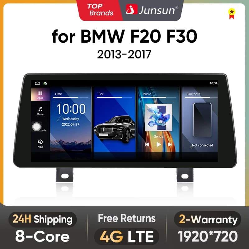 Junsun 12.3” 4G Wireless CarPlay Andorid Auto Car Radio Multimedia For BMW 1 2 3 4 Series F20 F21 F22 F30 F31 F32 F33 F34 F36