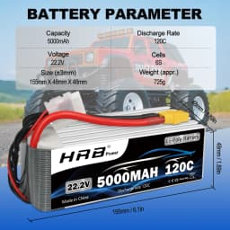 HRB 6S Lipo Battery 22.2v 5000mah Drone Battery 120C With XT90 Connector for RC Car Monster 550E 700E RC helicopter RC Boat