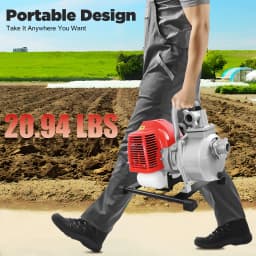 1250W Portable Water Pump 2-Stroke Engine 43CC 1.7HP 8500RPM Gasoline Power Air-cooled Garden Pump Single Cylinder